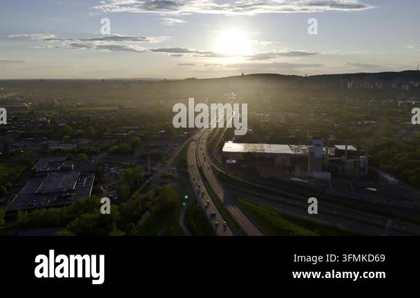 aerial drone view of city with road and buildings Stock Video Footage ...