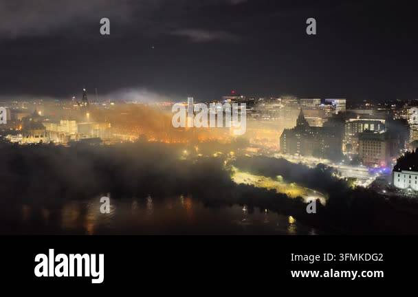 kyiv, ukraine. aerial drone city view. night view Stock Video Footage ...