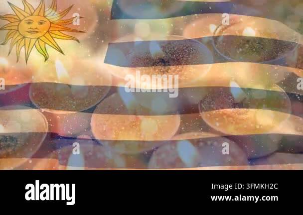 Animation of flag of uruguay waving over soldiers uruguay. Patriotism ...