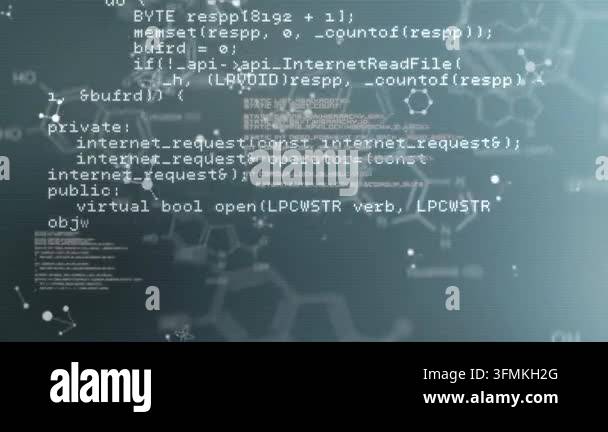 Computer Tagging Animation of computer and scientific data processing on black ...
