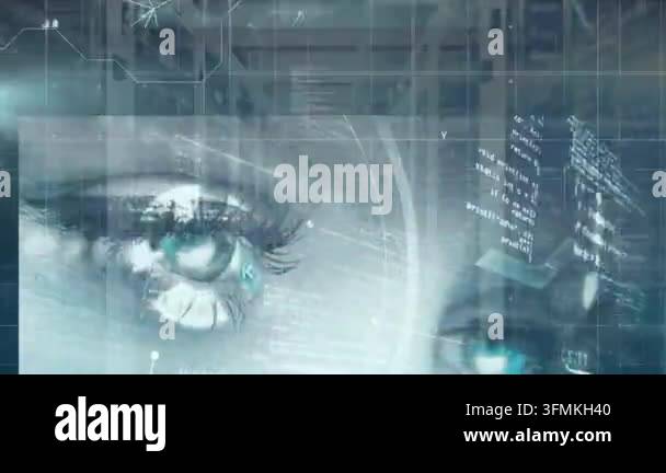 Computer Tagging Animation of symbols and data processing over computer servers. Global ...