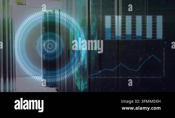 Faint HUD appearing over racks, activating, rotating inner rings and ...