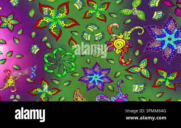 Motion footage background with colorful elements. Flowers. Vintage ...