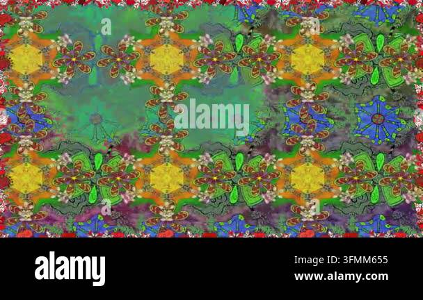 Motion footage background with colorful elements. Flowers. Vintage ...