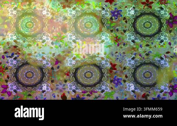 Motion footage background with colorful elements. Flowers. Vintage ...