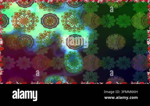 Motion footage background with colorful elements. Flowers. Vintage ...