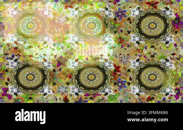 Motion footage background with colorful elements. Flowers. Vintage ...