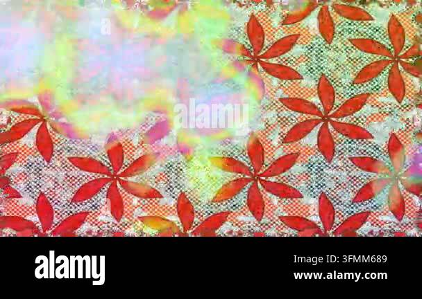 Motion footage background with colorful elements. Flowers. Vintage ...