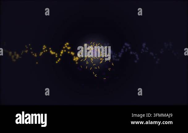 Abstract kinetic energy particles glowing in dark background Stock ...