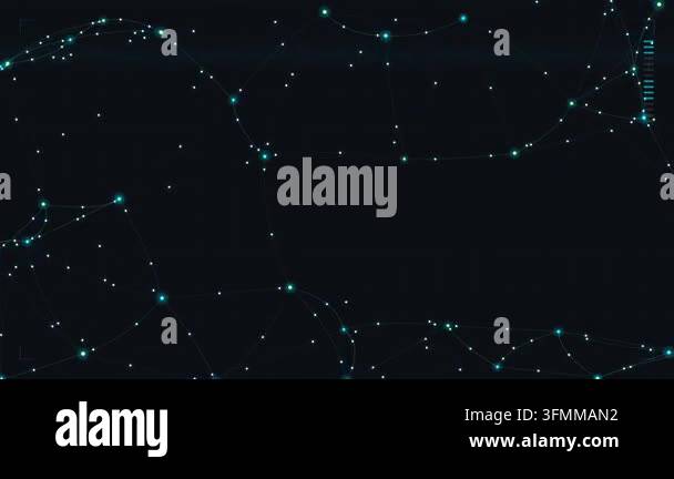 Abstract Digital Network Connection Background with Glowing Particles ...