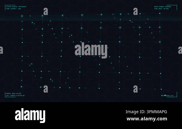 Neural Network Data Processing HUD Interface with Glowing Connections ...
