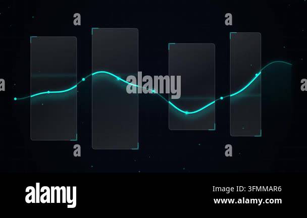 Abstract Digital Financial Data Graph Interface with Glowing Blue Wave ...