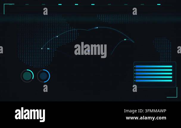 Futuristic Data Dashboard Interface with Moving Network Nodes and ...