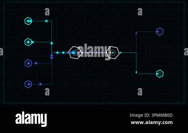A high quality 4K motion graphic showing abstract digital data flow and ...