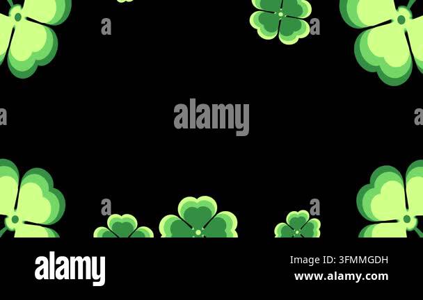Green Clover Leaves Frame Overlay Video animation with Transparent ...