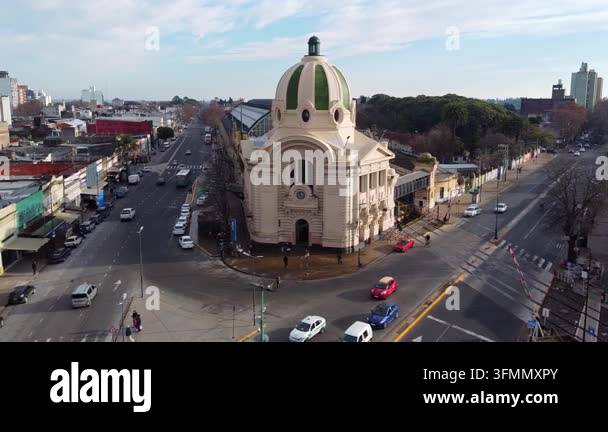 Panoramic drone perspective of La Plata Train Station featuring its ...