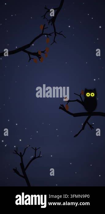 Dead Branches Frame Background with Owl for Halloween Titles Stock ...