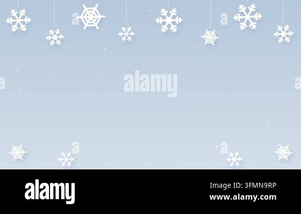 Paper Snowflakes Christmas Title Background on Light Blue Stock Video ...