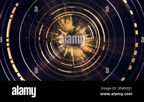 Abstract circular pattern with golden lines and dots Stock Video ...
