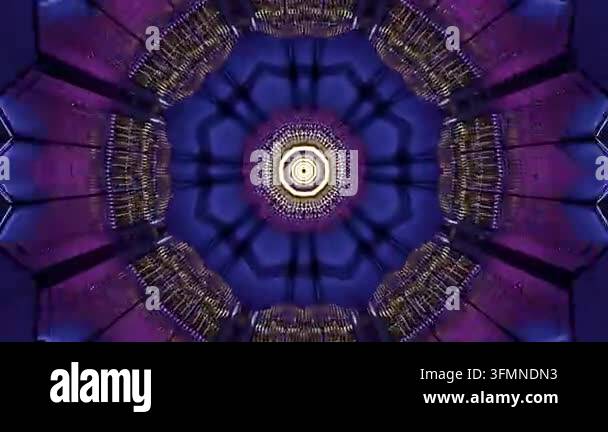 Abstract geometric pattern featuring vibrant purple and gold colors ...