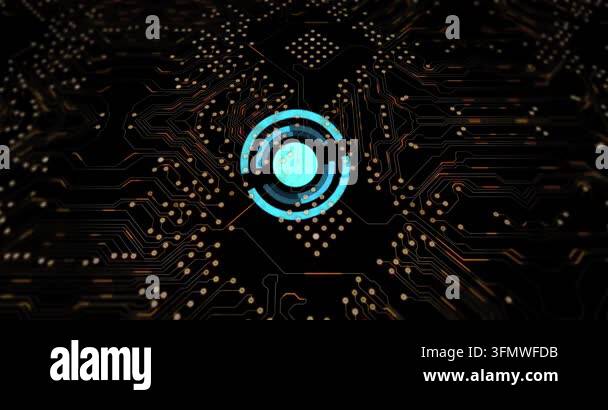 Digital animation of data processing over microprocessor connections on ...