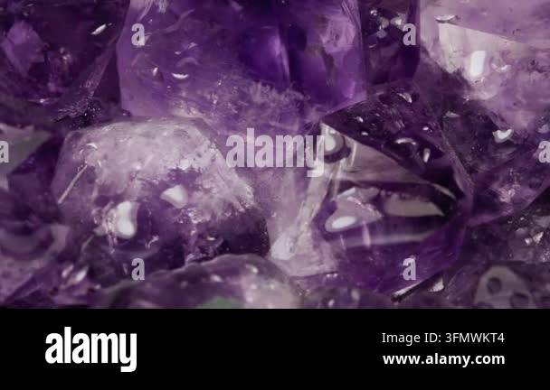 Macro purple texture and background with amethyst crystals Stock Video ...