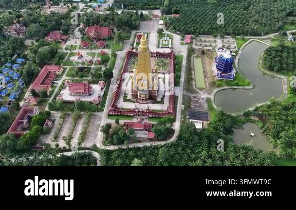 Aerial View Of Bang Thong Temple Or Wat Mahathat Wachiramongkol With Aerial View Of Bang Thong Temple Or Wat Mahathat Wachiramongkol With