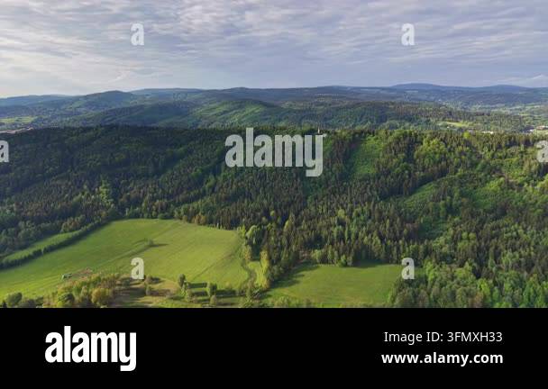 aerial view of green hills in the mountains Stock Video Footage - Alamy
