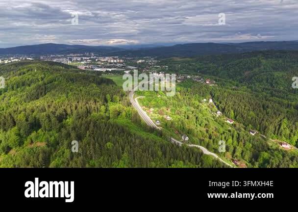 a beautiful shot of a green hills with a lot of trees Stock Video ...