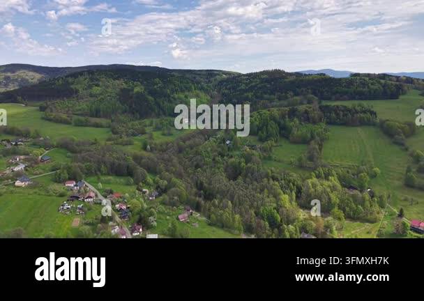 aerial view of the ukrainian carpathian mountains in sunny summer day ...