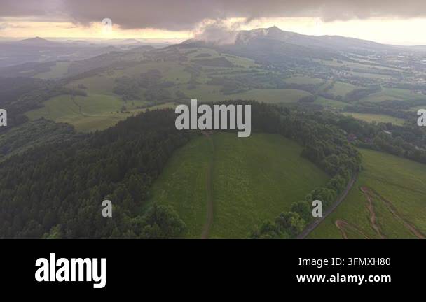 aerial view of beautiful landscape with green fields and forest Stock ...