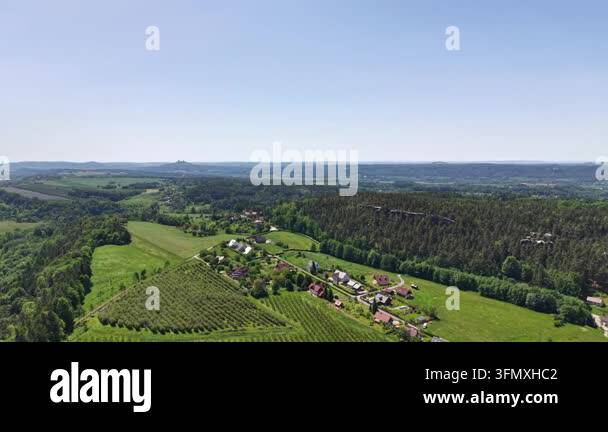 aerial view of the village in summer Stock Video Footage - Alamy