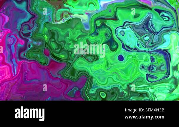 Vibrant abstract fluid art featuring swirling patterns of green, pink ...