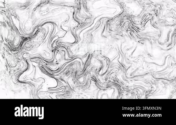 Abstract monochromatic fluid art showing black ink swirling in white ...