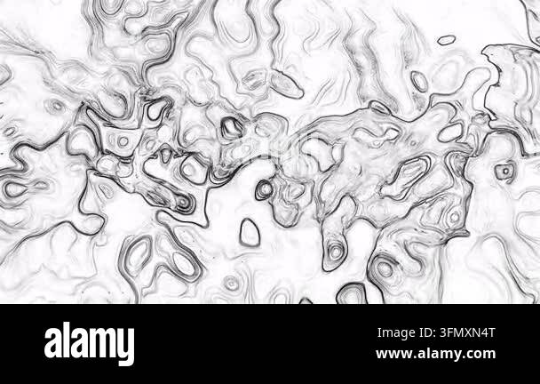 Abstract monochromatic fluid art featuring black ink swirling in white ...