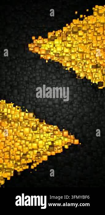 Luminous Yellow and Black Cubes Creating Fragmented Angular Shapes in a ...