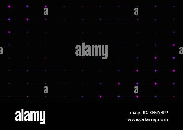 Digital Matrix Data Grid with Glowing Neon Purple and Blue Dots Pulsing ...