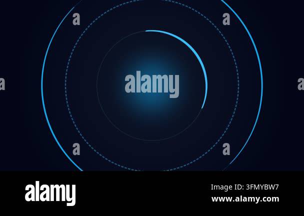 Abstract Futuristic Blue HUD Loading Element Rotating with Glowing ...
