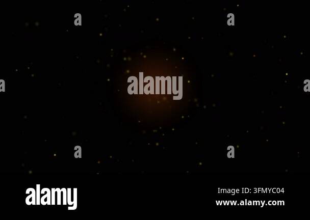 Golden Dust Particles Floating in Dark Abstract Space with Soft Central ...