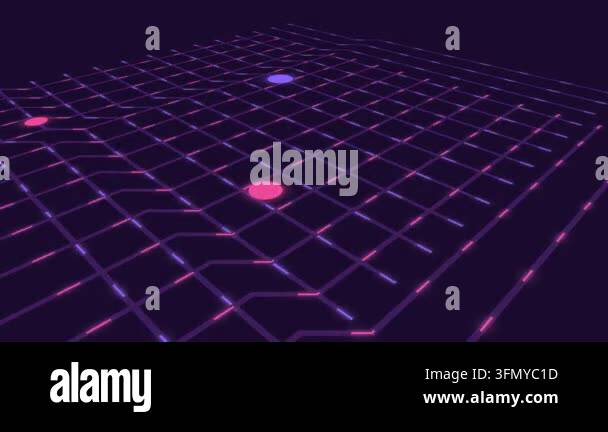 Futuristic Isometric Digital Circuit Board with Glowing Neon Pink and ...