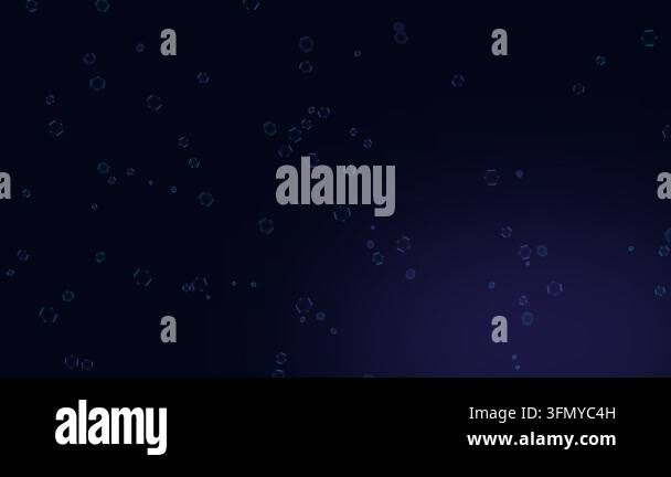 Abstract Blue Hexagon Particles Drifting in Dark Digital Space with ...
