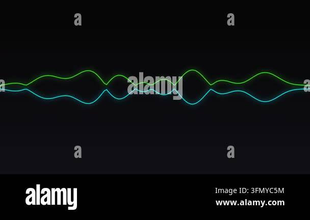 Dynamic Blue and Green Dual Audio Waveform Pulsing on Black Background ...