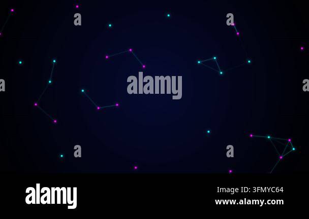 Abstract digital plexus network with glowing pink and blue nodes ...
