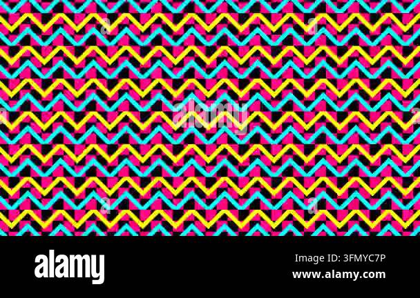 Vibrant Retro 80s Neon Geometric Zigzag and Square Grid Pattern ...