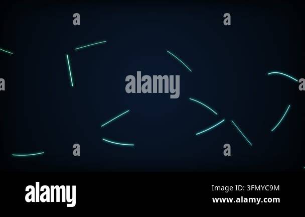Abstract Blue Glowing Neural Filaments and Digital Network Lines Moving ...