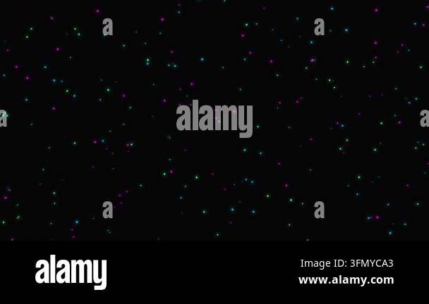 Abstract multi-colored glowing particles and digital nodes drifting in ...