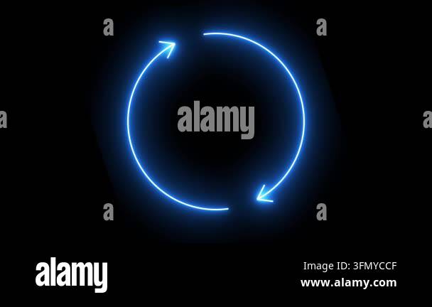 A mesmerizing abstract animation featuring a vibrant blue neon glowing ...