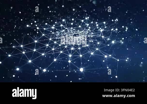 Abstract network with glowing points and connecting lines animation ...