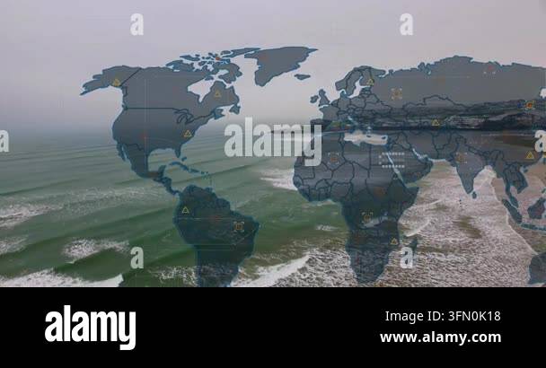 On start translucent map overlay expanding, icons spreading and camera ...