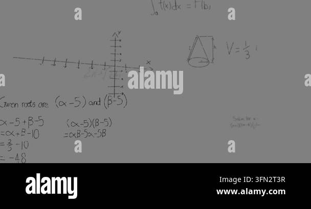 Digital animation of mathematical equations and formulas floating ...